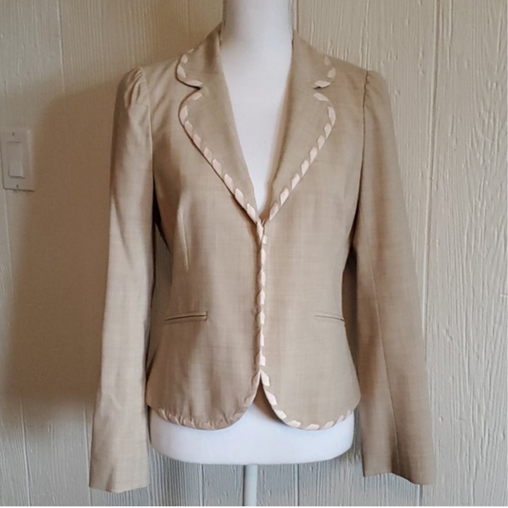 Rebecca Taylor wool blend tan neutral blazer size 8
